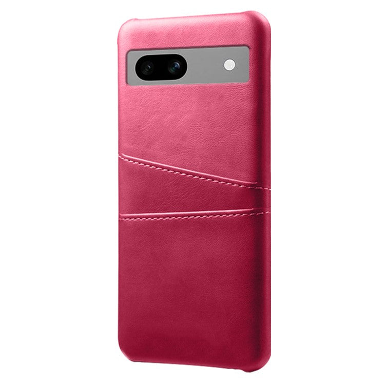 For Google Pixel 7a Mobile Phone Cover Card Holder Plastic + PU Leather Anti-fall Phone Case - Rose