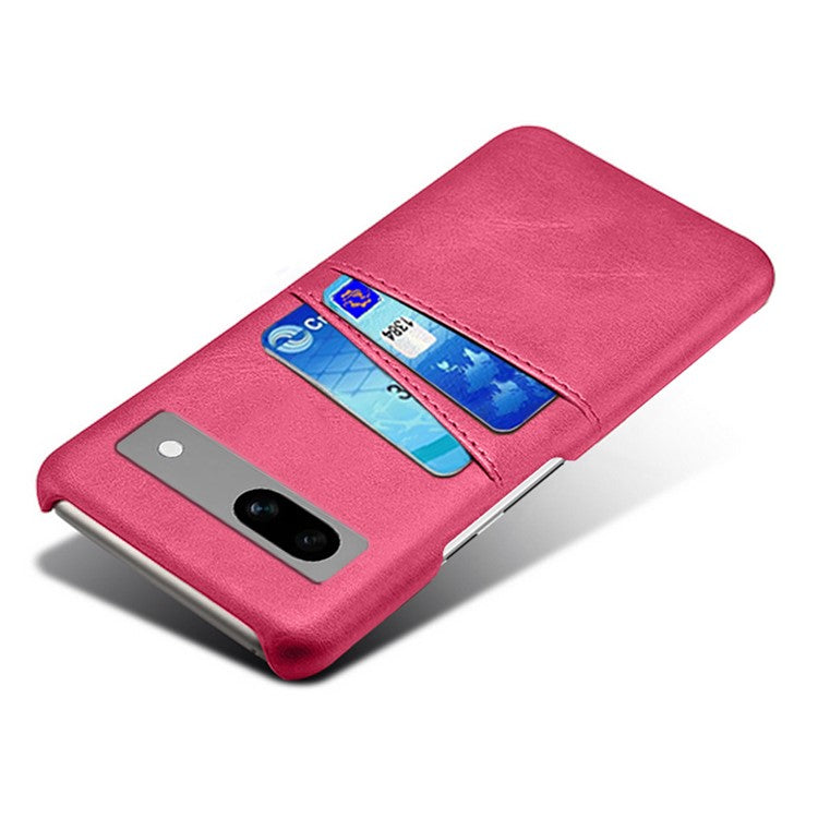 For Google Pixel 7a Mobile Phone Cover Card Holder Plastic + PU Leather Anti-fall Phone Case - Rose
