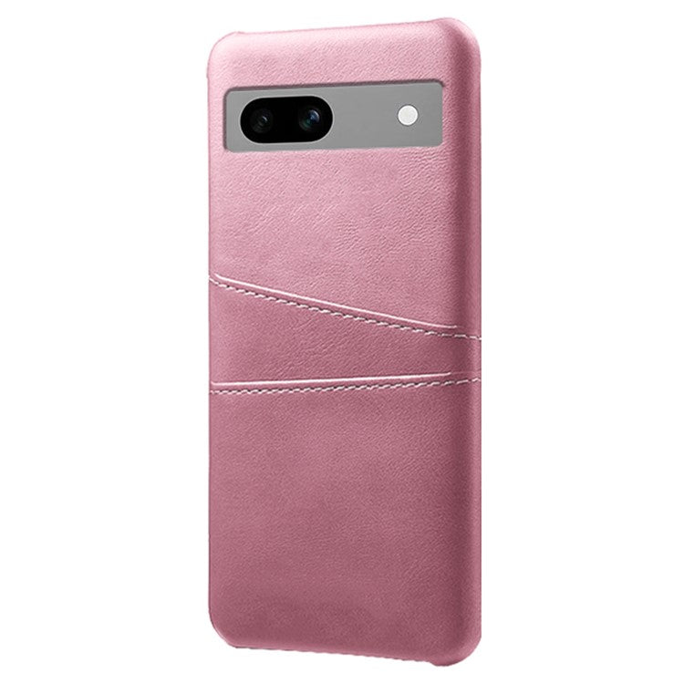 For Google Pixel 7a Mobile Phone Cover Card Holder Plastic + PU Leather Anti-fall Phone Case - Rose Gold