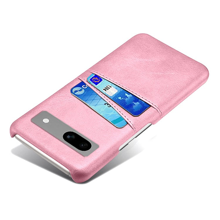 For Google Pixel 7a Mobile Phone Cover Card Holder Plastic + PU Leather Anti-fall Phone Case - Rose Gold