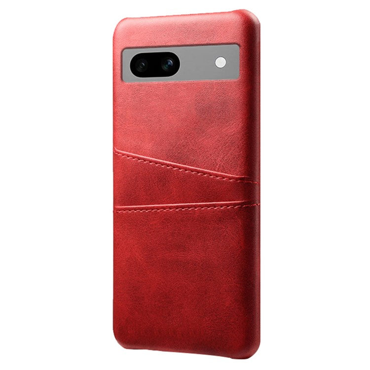 For Google Pixel 7a Mobile Phone Cover Card Holder Plastic + PU Leather Anti-fall Phone Case - Red