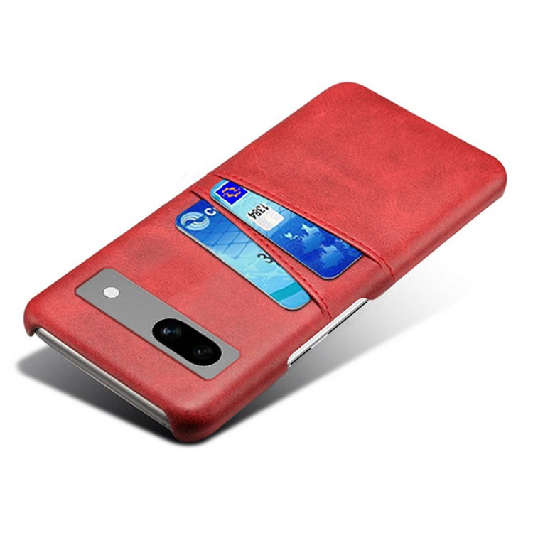 For Google Pixel 7a Mobile Phone Cover Card Holder Plastic + PU Leather Anti-fall Phone Case - Red