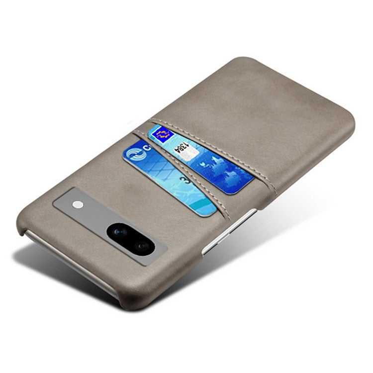 For Google Pixel 7a Mobile Phone Cover Card Holder Plastic + PU Leather Anti-fall Phone Case - Grey