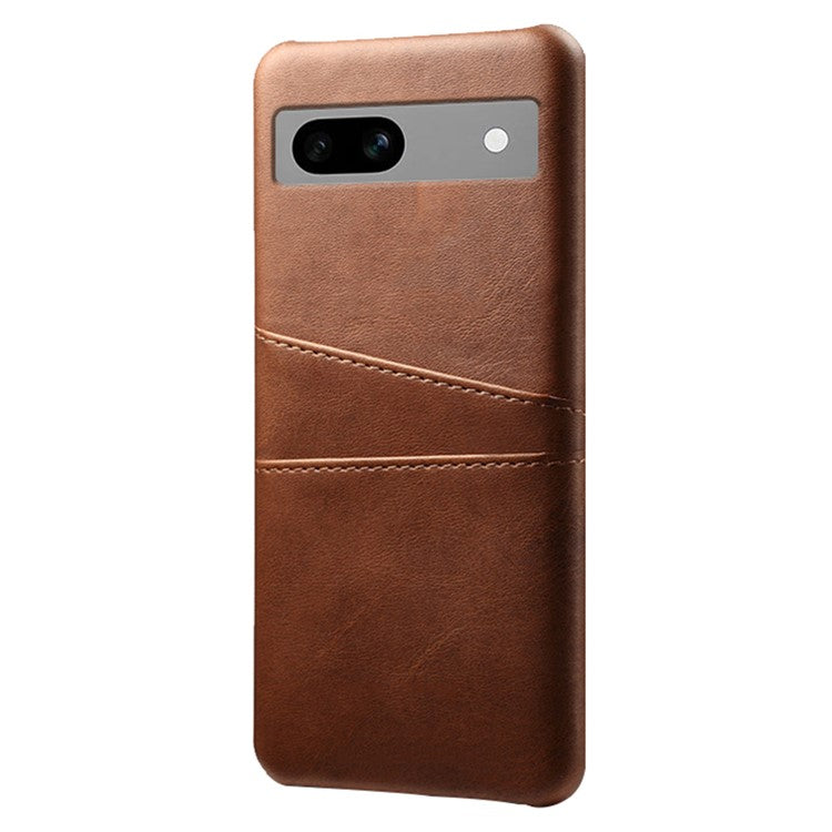 For Google Pixel 7a Mobile Phone Cover Card Holder Plastic + PU Leather Anti-fall Phone Case - Brown