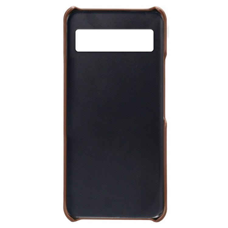 For Google Pixel 7a Mobile Phone Cover Card Holder Plastic + PU Leather Anti-fall Phone Case - Brown