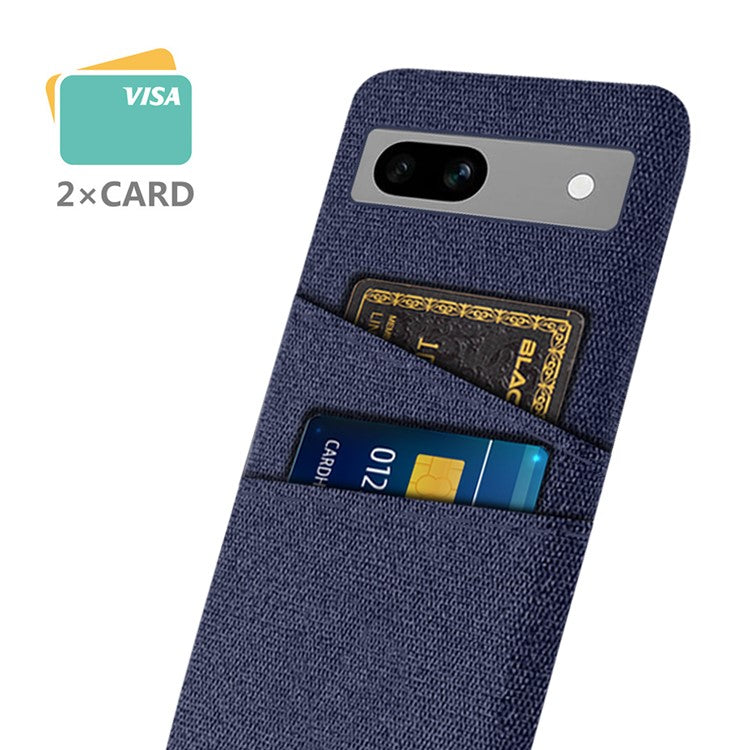 Cloth Texture Phone Back Cover For Google Pixel 7a, Anti-fall Slim Protective Phone Case Card Holder - Blue