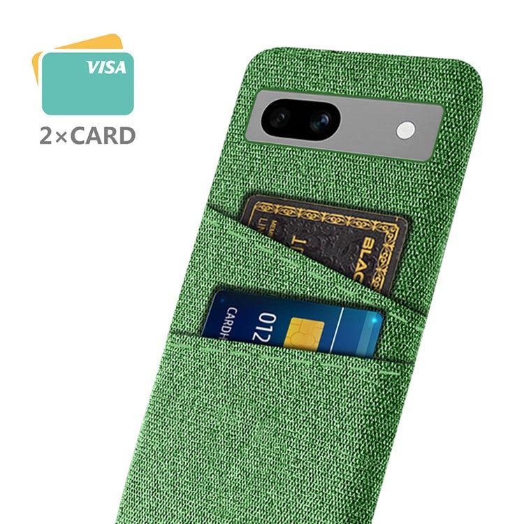 Cloth Texture Phone Back Cover For Google Pixel 7a, Anti-fall Slim Protective Phone Case Card Holder - Green