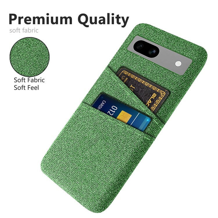 Cloth Texture Phone Back Cover For Google Pixel 7a, Anti-fall Slim Protective Phone Case Card Holder - Green