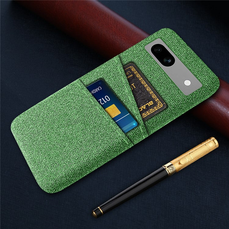 Cloth Texture Phone Back Cover For Google Pixel 7a, Anti-fall Slim Protective Phone Case Card Holder - Green