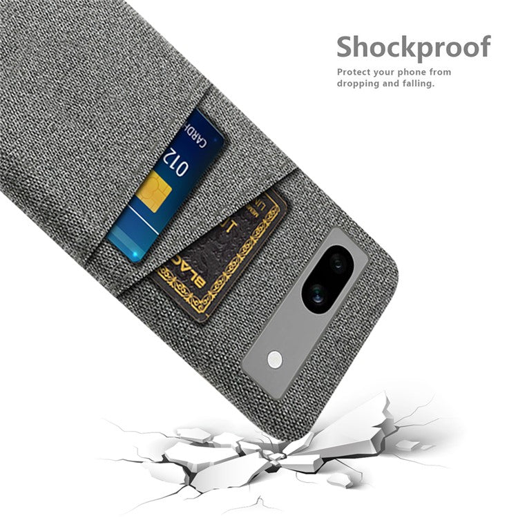 Cloth Texture Phone Back Cover For Google Pixel 7a, Anti-fall Slim Protective Phone Case Card Holder - Grey