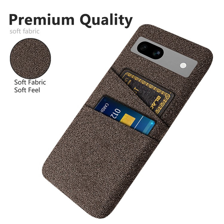Cloth Texture Phone Back Cover For Google Pixel 7a, Anti-fall Slim Protective Phone Case Card Holder - Brown
