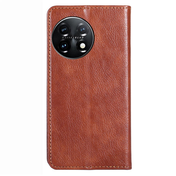 Magnetic Phone Case For OnePlus 11 5G, PU Leather Protective Anti-scratch Cell Phone Cover with Wallet Stand - Brown