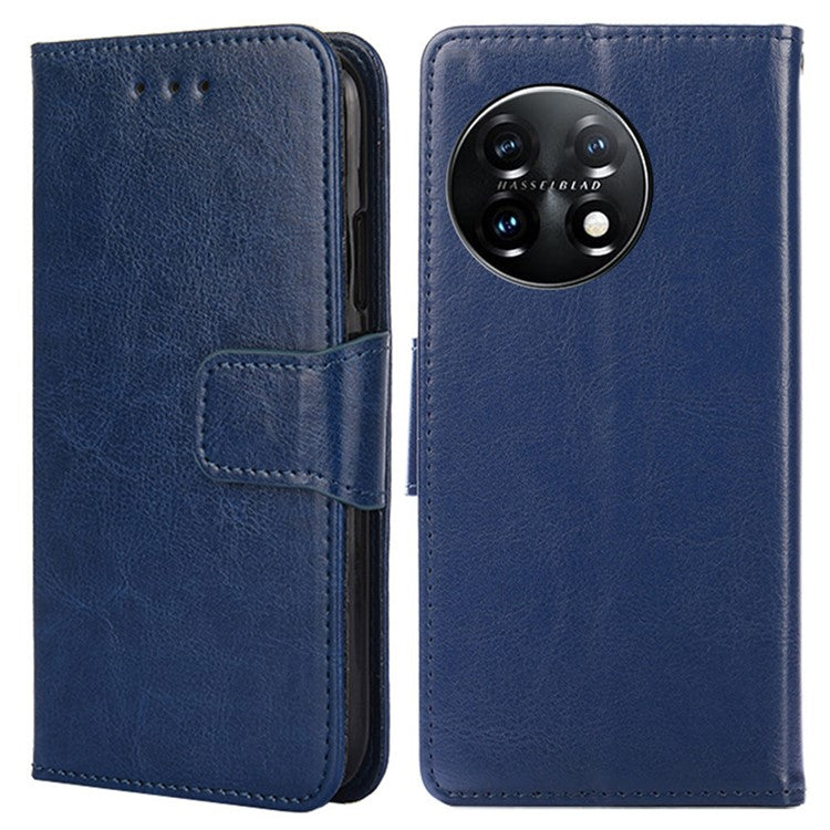 Anti-drop Flip Leather Phone Case For OnePlus 11 5G, Protective Cell Phone Cover with Stand Wallet - Sapphire