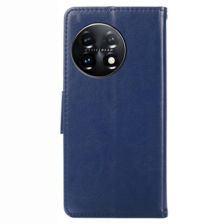 Anti-drop Flip Leather Phone Case For OnePlus 11 5G, Protective Cell Phone Cover with Stand Wallet - Sapphire