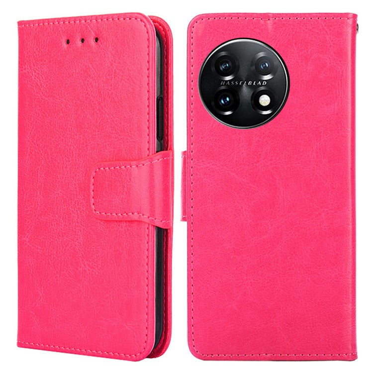 Anti-drop Flip Leather Phone Case For OnePlus 11 5G, Protective Cell Phone Cover with Stand Wallet - Rose