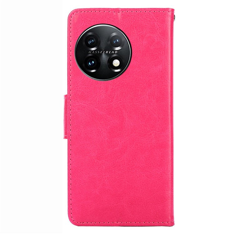 Anti-drop Flip Leather Phone Case For OnePlus 11 5G, Protective Cell Phone Cover with Stand Wallet - Rose