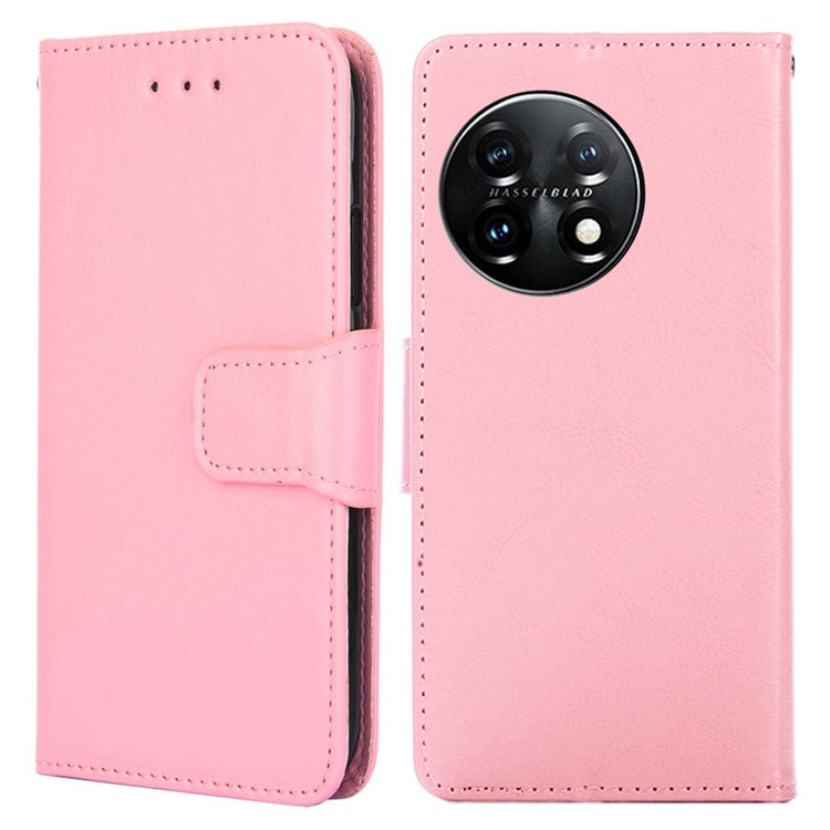 Anti-drop Flip Leather Phone Case For OnePlus 11 5G, Protective Cell Phone Cover with Stand Wallet - Pink