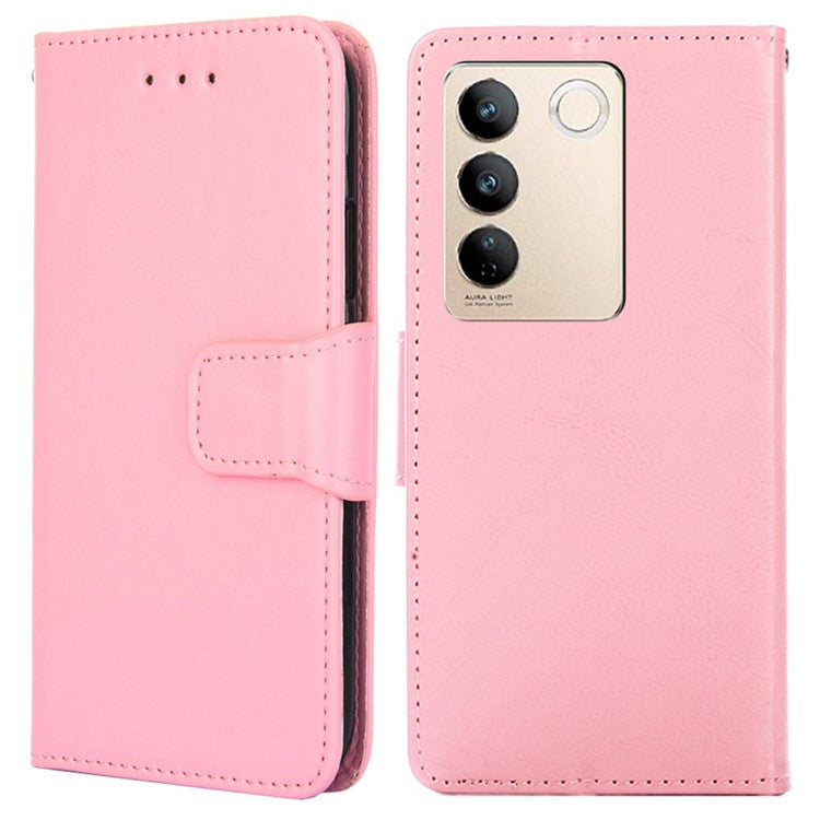 For vivo S16 / S16 Pro Textured PU Leather Wallet Protective Cover Drop-proof Phone Case - Pink