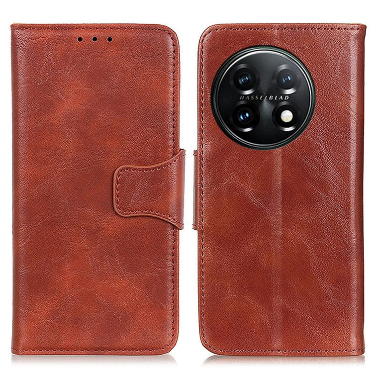 For OnePlus 11 5G Crazy Horse Texture Phone Case, Wallet Stand Split Leather Cell Phone Cover - Brown