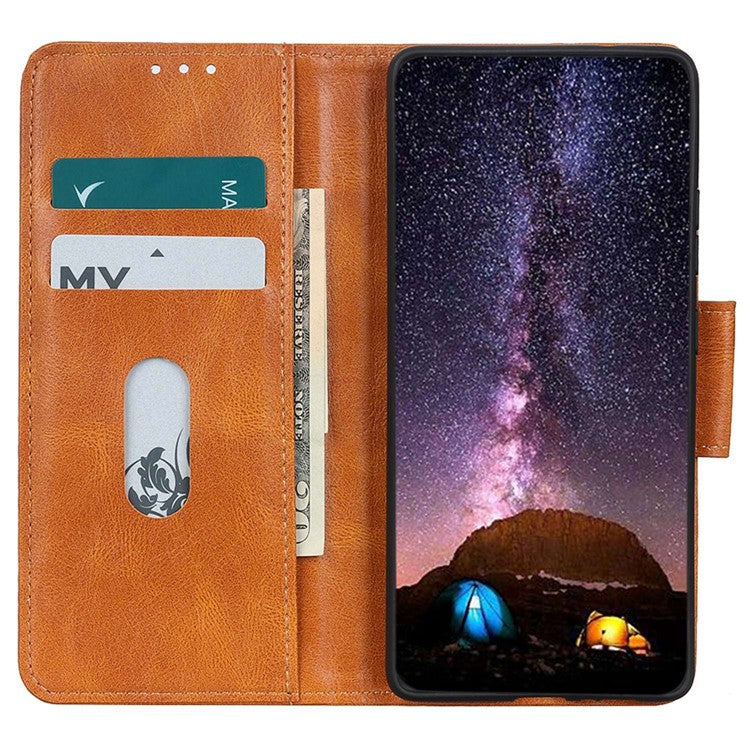 For OnePlus 11 5G Crazy Horse Texture Scratch-resistant Phone Case Wallet Stand PU Leather Cell Phone Cover - Brown