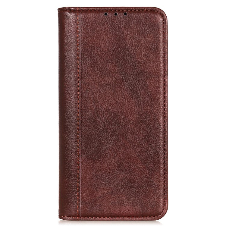 For OnePlus 11 5G Split Leather Stand Phone Case Litchi Texture Wallet Protection Cover - Brown