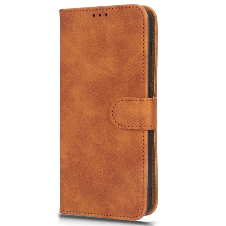 For OnePlus 11 5G Skin-touch Feeling Phone Leather Case Wallet Stand Cell Phone Cover - Brown