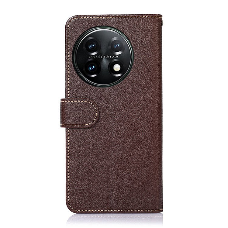 KHAZNEH For OnePlus 11 5G Litchi Texture TPU+PU Leather Phone Case RFID Blocking Flip Stand Wallet Cover - Brown