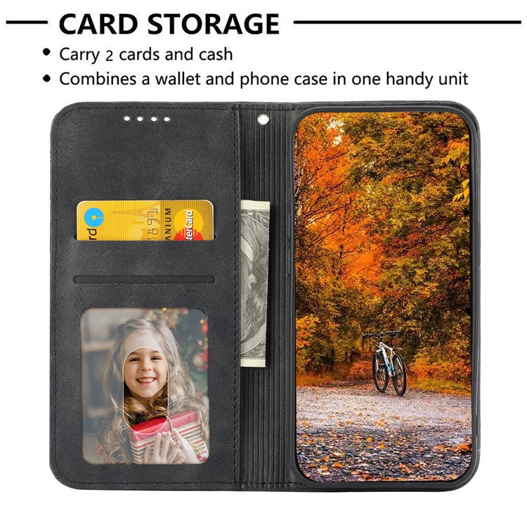 Phone Wallet Case for Google Pixel 7a, Imprinted Rhombus Pattern Calf Texture PU Leather Stand Phone Cover - Black