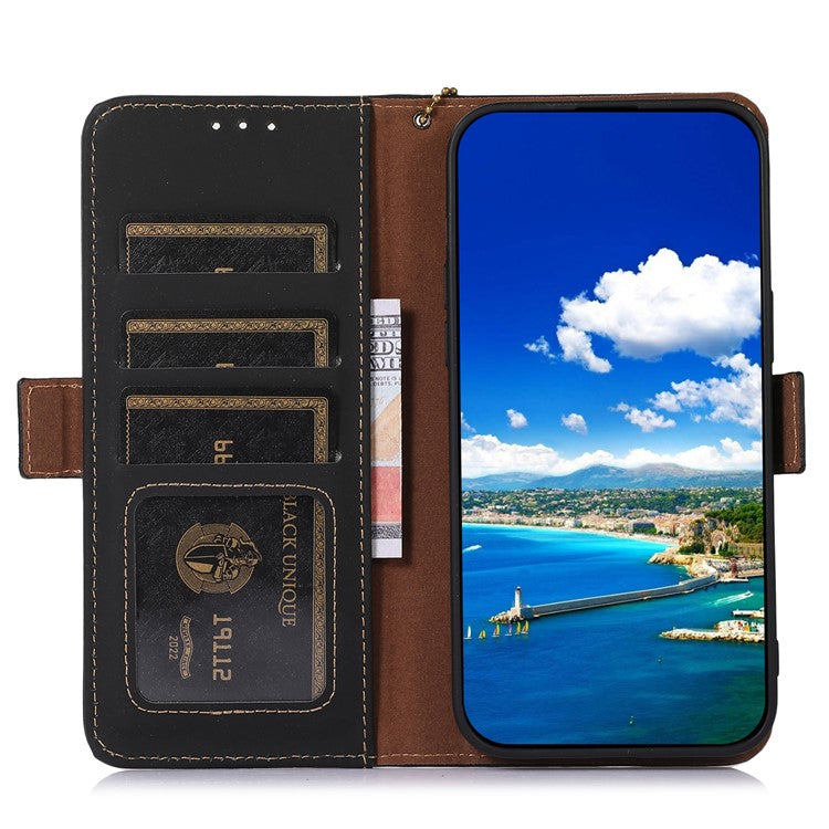 For OnePlus 11 5G Phone Case Genuine Leather Flip Cover RFID Blocking Wallet Case - Black