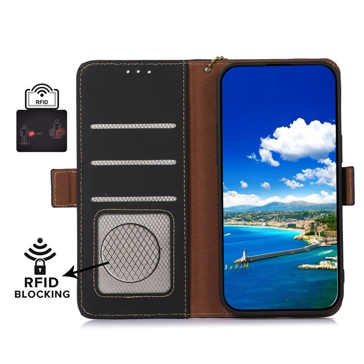 For OnePlus 11 5G Phone Case Genuine Leather Flip Cover RFID Blocking Wallet Case - Black