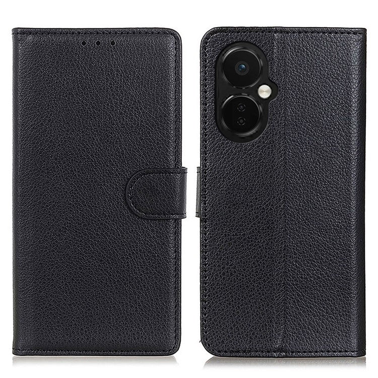 Flip Wallet Case for OnePlus Nord CE 3 Lite 5G / Nord N30 5G , Litchi Texture PU Leather Stand Phone Cover - Black