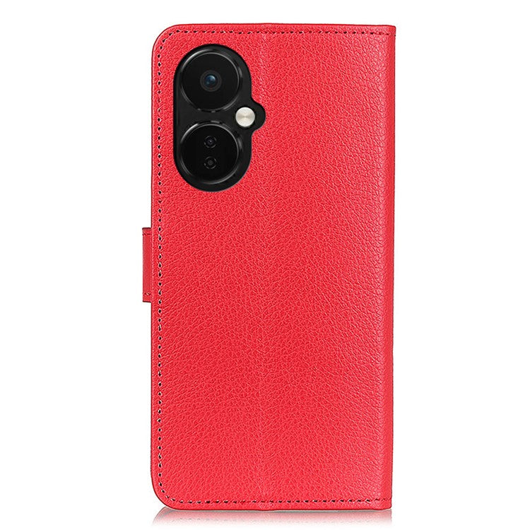 Flip Wallet Case for OnePlus Nord CE 3 Lite 5G / Nord N30 5G , Litchi Texture PU Leather Stand Phone Cover - Red