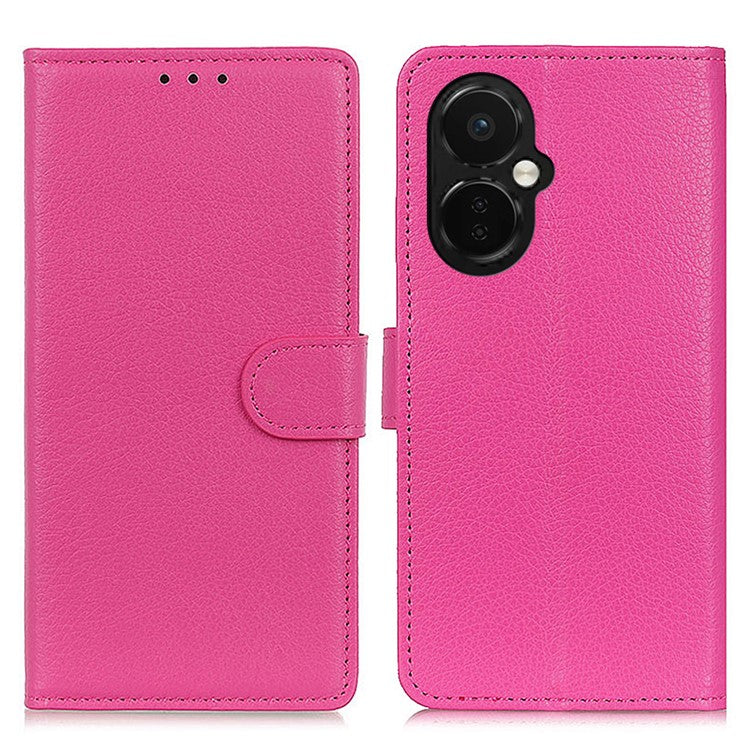 Flip Wallet Case for OnePlus Nord CE 3 Lite 5G / Nord N30 5G , Litchi Texture PU Leather Stand Phone Cover - Rose