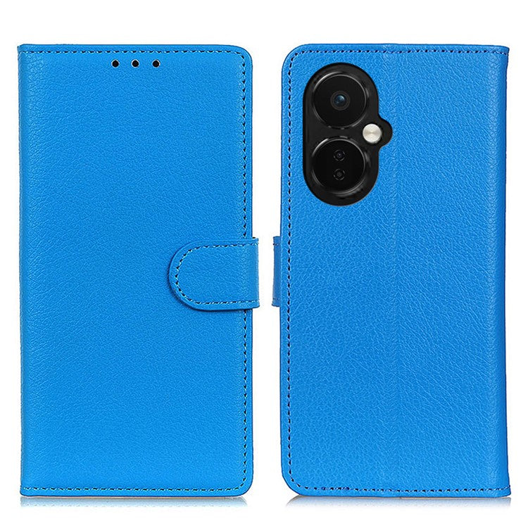 Flip Wallet Case for OnePlus Nord CE 3 Lite 5G / Nord N30 5G , Litchi Texture PU Leather Stand Phone Cover - Blue
