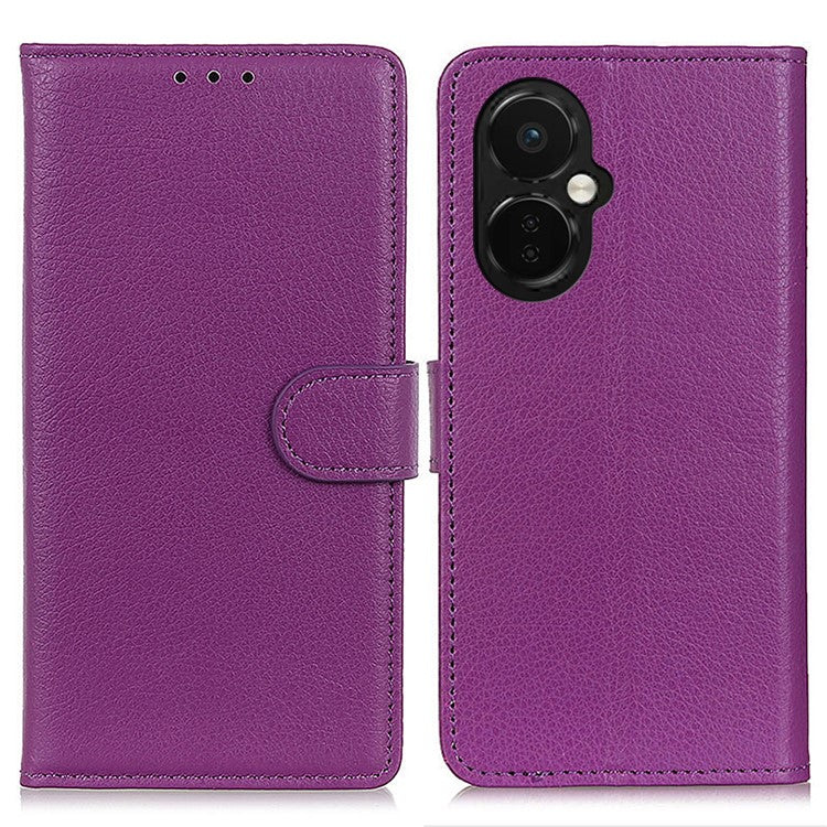 Flip Wallet Case for OnePlus Nord CE 3 Lite 5G / Nord N30 5G , Litchi Texture PU Leather Stand Phone Cover - Purple