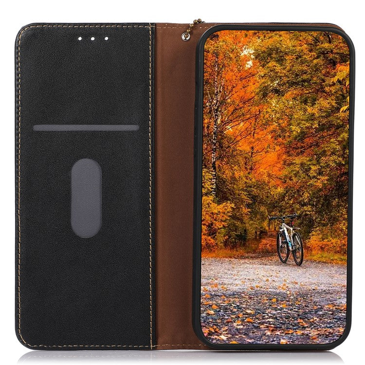 KHAZNEH Anti-drop Phone Cover For OnePlus 11 5G Genuine Cowhide Leather Nappa Texture Stand Wallet Protective Phone Case - Black