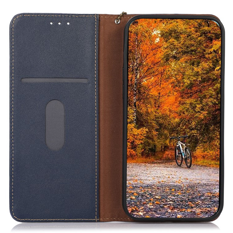 KHAZNEH Phone Case for OnePlus Nord CE 3 Lite 5G / Nord N30 5G Nappa Texture Genuine Cowhide Leather Phone Wallet Cover Stand Shell - Blue