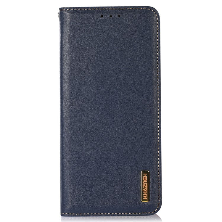 KHAZNEH Phone Case for OnePlus Nord CE 3 Lite 5G / Nord N30 5G Nappa Texture Genuine Cowhide Leather Phone Wallet Cover Stand Shell - Blue