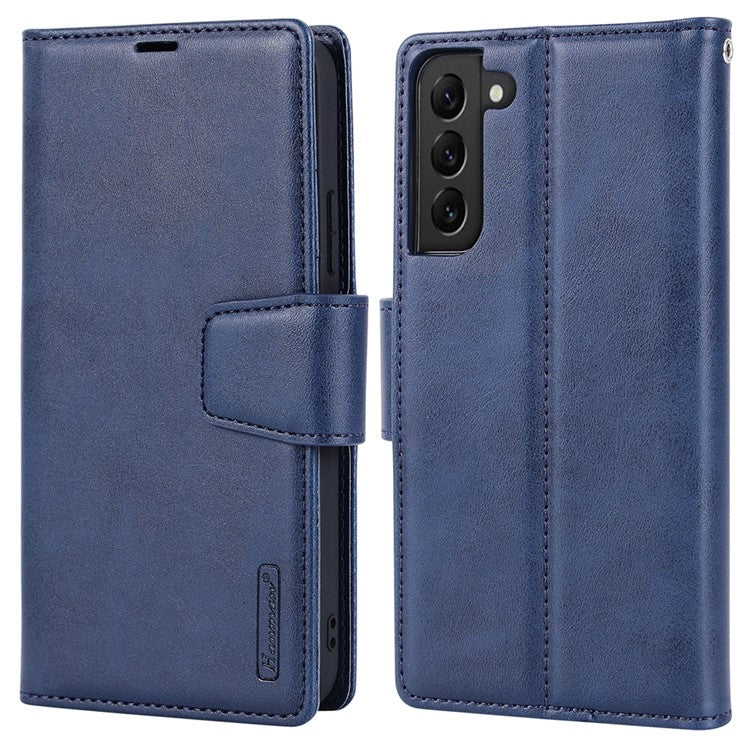 HANMAN Miro2 Series Detachable Wallet Case for Samsung Galaxy S23 PU Leather Removable Inner Magnetic TPU Shell Stand Phone Cover - Blue