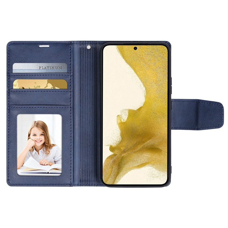 HANMAN Miro2 Series Detachable Wallet Case for Samsung Galaxy S23 PU Leather Removable Inner Magnetic TPU Shell Stand Phone Cover - Blue