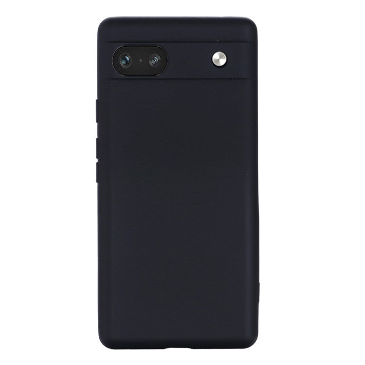 For Google Pixel 7a Liquid Silicone Case Cell Phone Cover Bump Proof Protector with Strap - Black