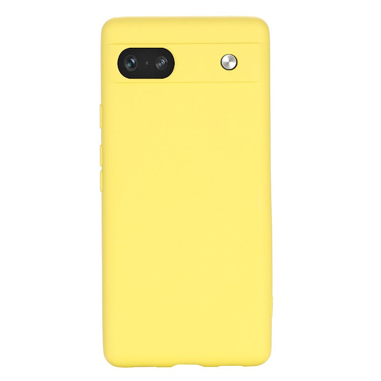 For Google Pixel 7a Liquid Silicone Case Cell Phone Cover Bump Proof Protector with Strap - Yellow