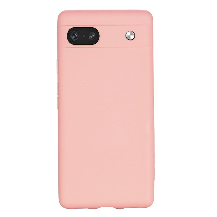 For Google Pixel 7a Liquid Silicone Case Cell Phone Cover Bump Proof Protector with Strap - Pink