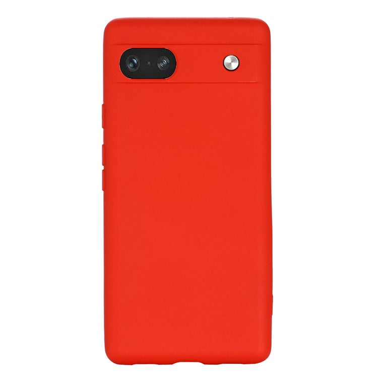 For Google Pixel 7a Liquid Silicone Case Cell Phone Cover Bump Proof Protector with Strap - Red
