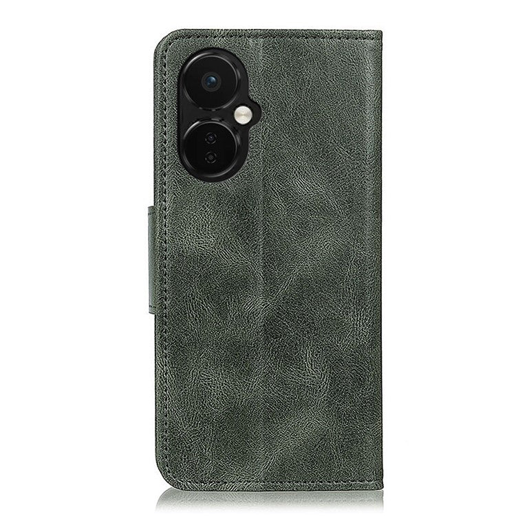 For OnePlus Nord CE 3 Lite 5G / Nord N30 5G PU Leather Phone Case Stand Crazy Horse Texture Wallet Phone Cover - Blackish Green