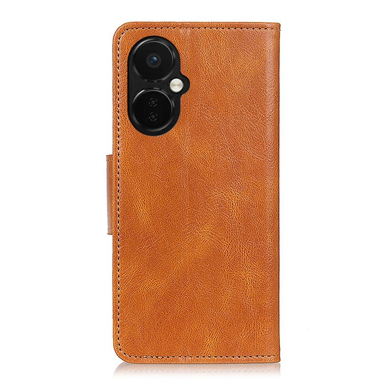 For OnePlus Nord CE 3 Lite 5G / Nord N30 5G PU Leather Phone Case Stand Crazy Horse Texture Wallet Phone Cover - Brown
