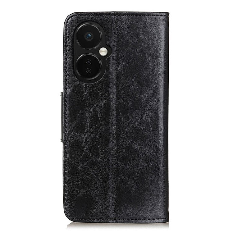 Mobile Phone Case for OnePlus Nord CE 3 Lite 5G / Nord N30 5G Crazy Horse Texture Wallet Stand Split Leather Phone Cover - Black