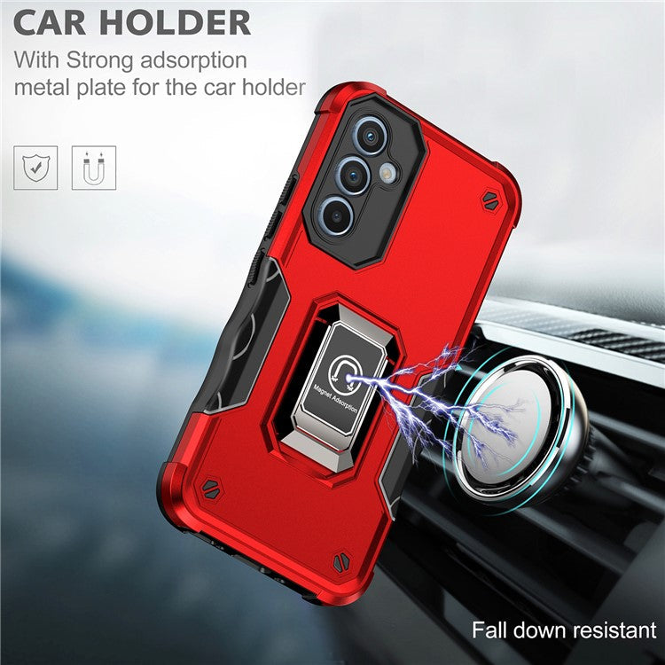For Samsung Galaxy A54 5G Ring Holder Kickstand Phone Case PC+TPU Protective Phone Cover - Blue