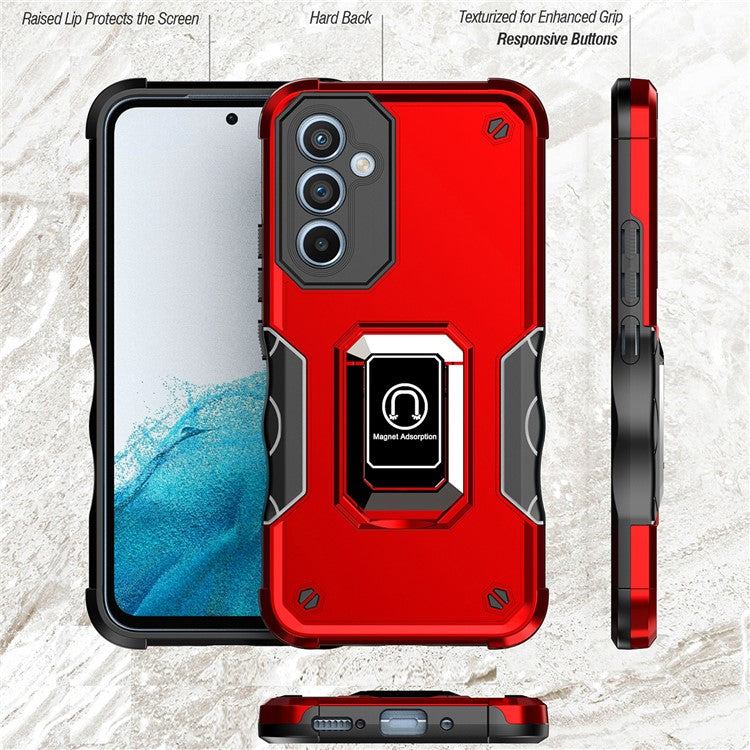 For Samsung Galaxy A54 5G Ring Holder Kickstand Phone Case PC+TPU Protective Phone Cover - Blue
