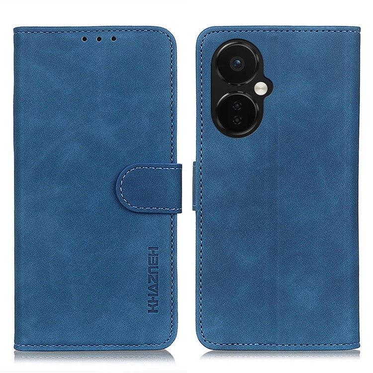 KHAZNEH For OnePlus Nord CE 3 Lite 5G / Nord N30 5G Phone Wallet Case Retro Texture PU Leather Stand Cell Phone Cover - Blue
